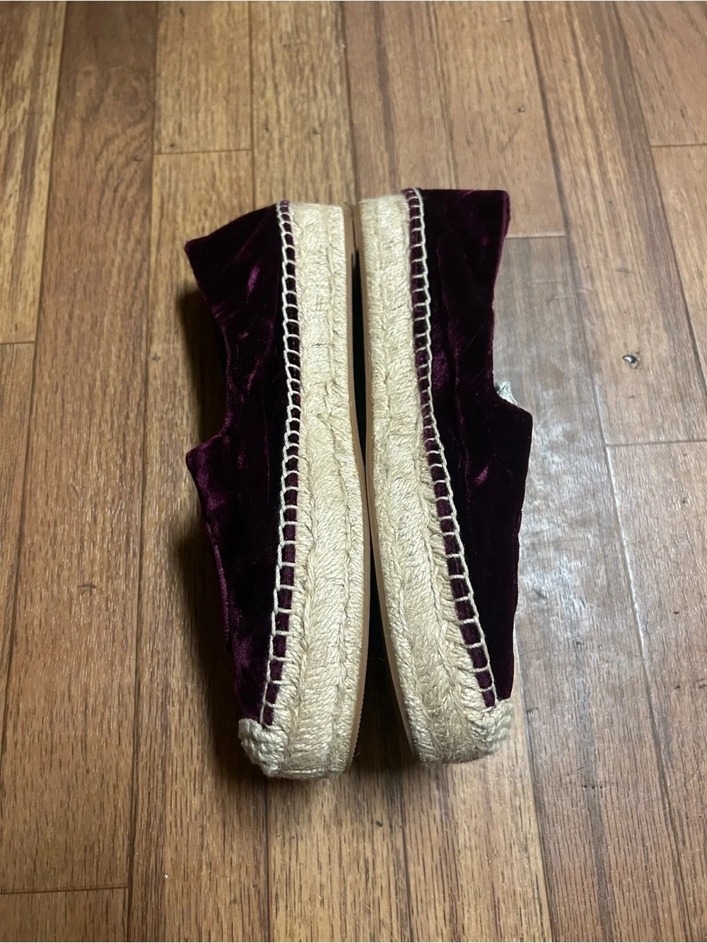 Tory Burch Velvet Espadrille Flats in Deep Wine